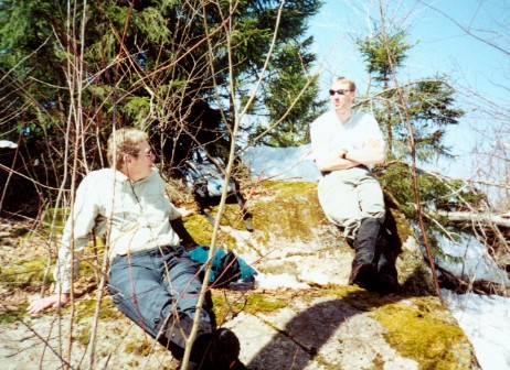 Jim And Matt Bask In The Sun During A Hike Break.